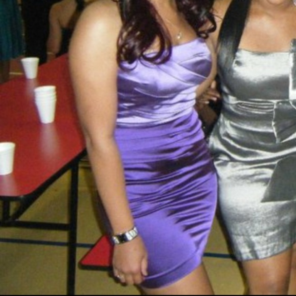 Bebe Ombré Purple strapless cocktail dress